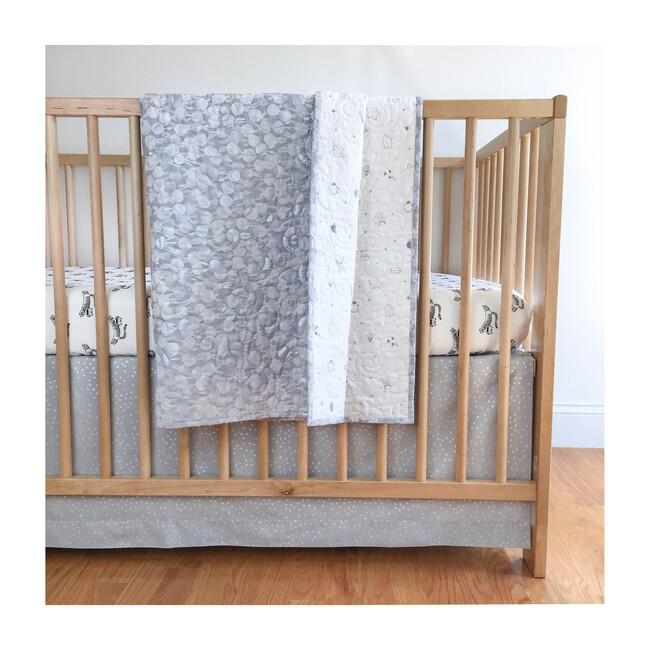 Sleep Tight Wholecloth Crib Quilt, White/Grey - Quilts - 7