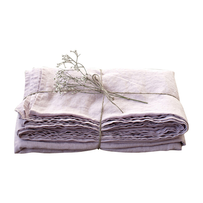 Linen Flat Sheet, Pink Lavender