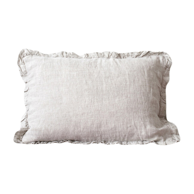 Frilled Linen Pillowcase, Melange