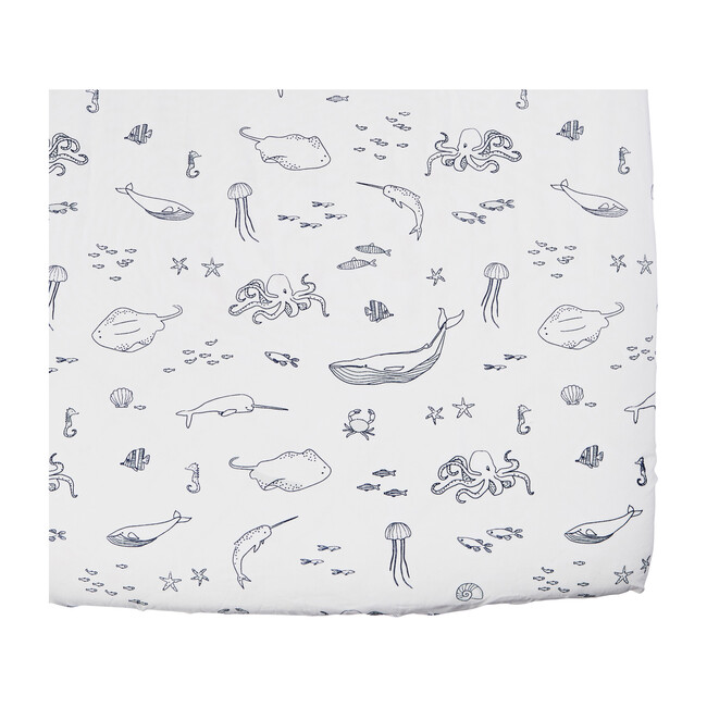 Life Aquatic Organic Crib Sheet, Marine - Home Bedding & Bath Sheets - Maisonette