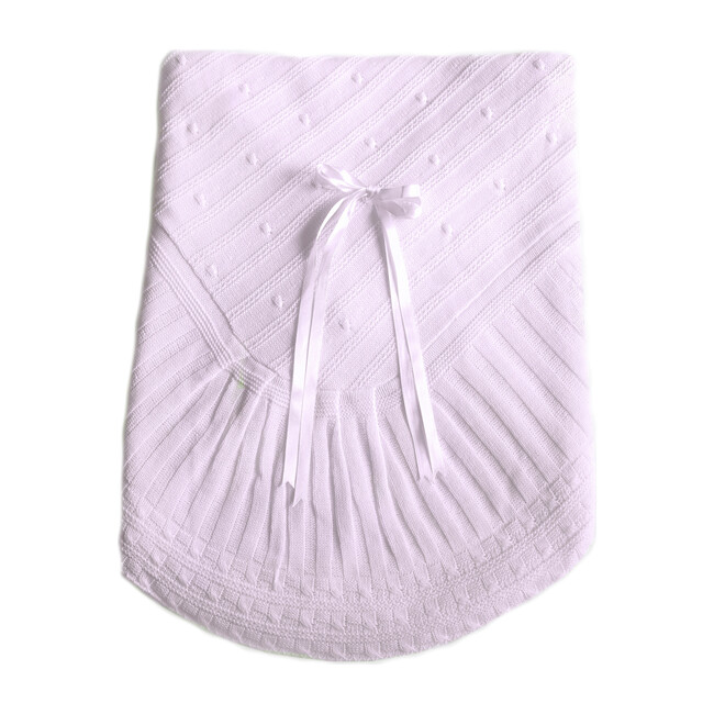 Knitted Blanket, Pink with Bow