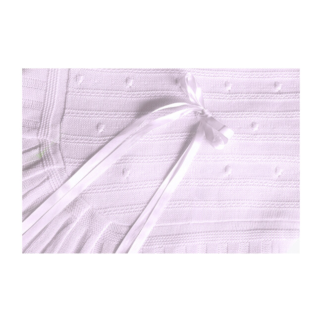 Knitted Blanket, Pink with Bow