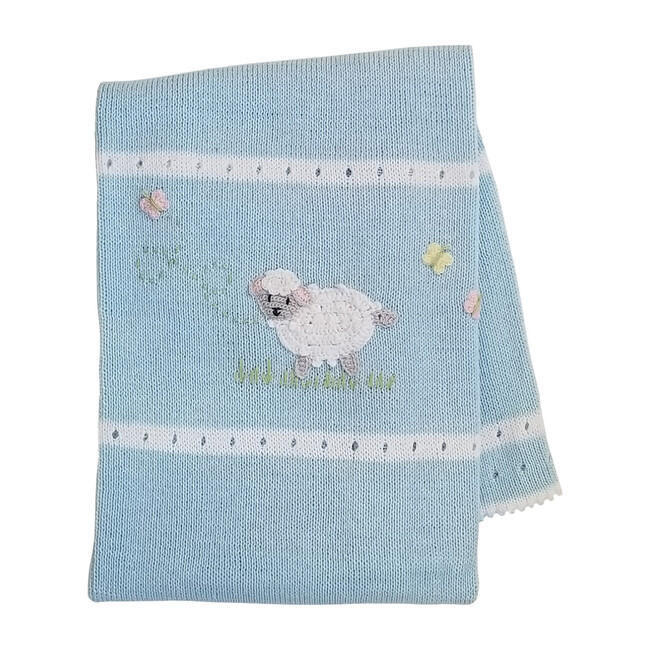 Lamb Baby Blanket, Blue