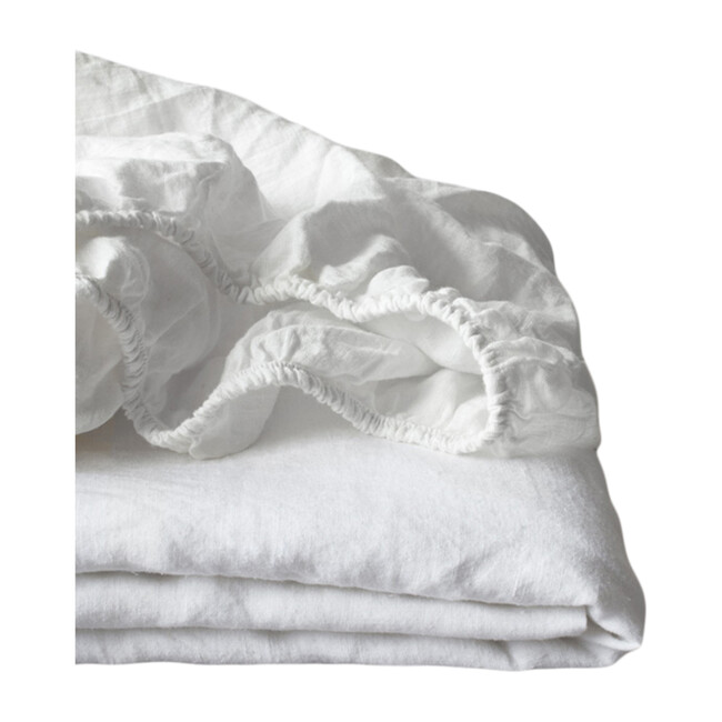 Linen Fitted Sheet, White