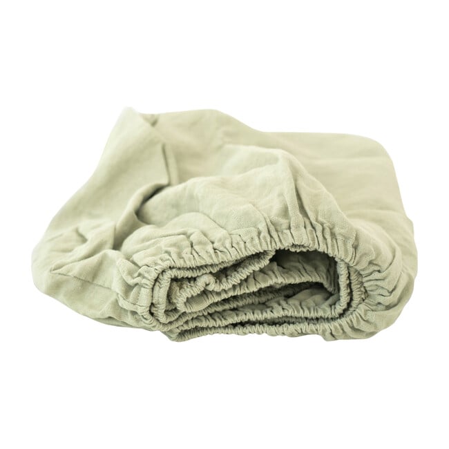 Linen Fitted Sheet, Sage - Sheets - 1