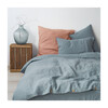 Linen Flat Sheet, Blue Fog
