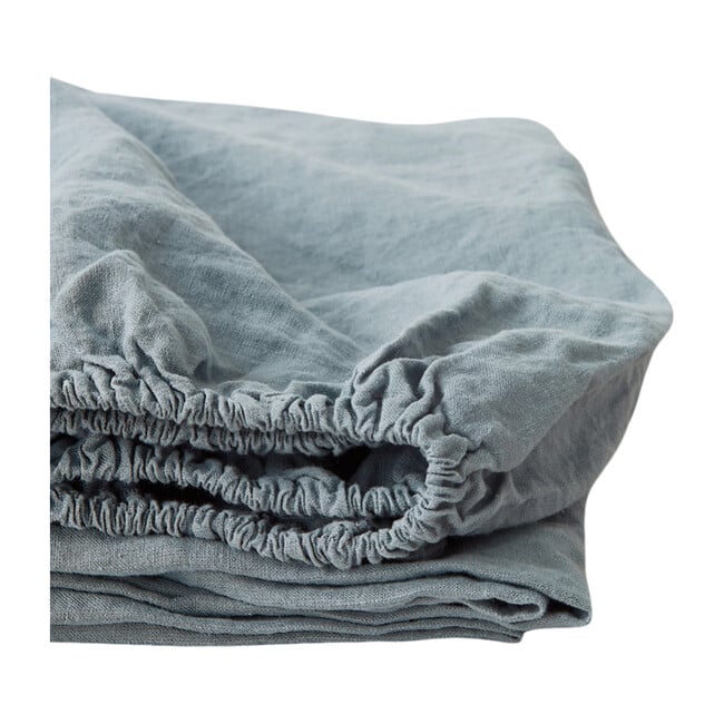 Linen Fitted Sheet, Blue Fog - Sheets - 1