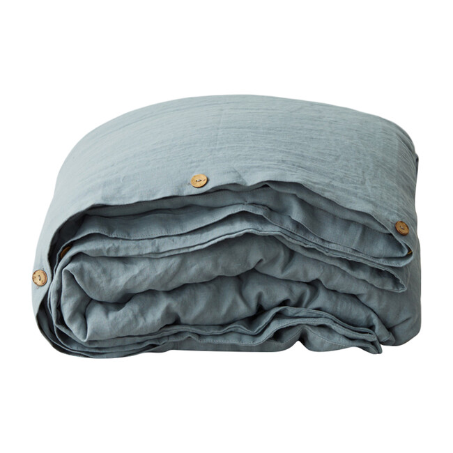 Linen Duvet Cover, Blue Fog
