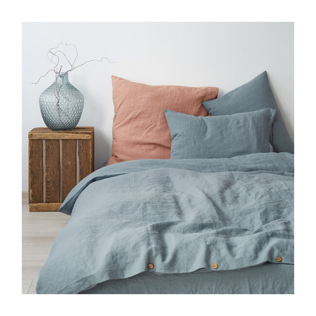 Linen Duvet Cover, Blue Fog