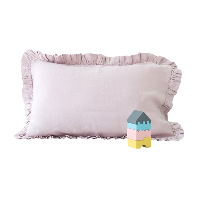 Kids Frilled Linen Pillowcase, Pink Lavender