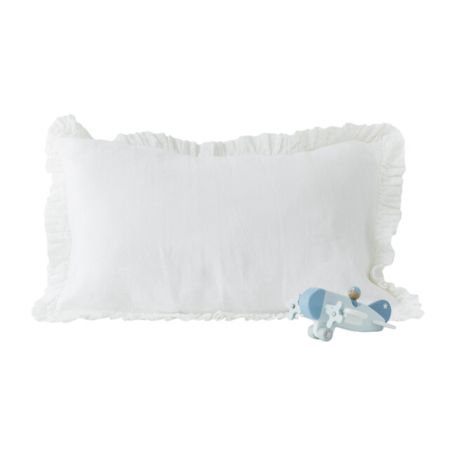 Kids Frilled Linen Pillowcase, White