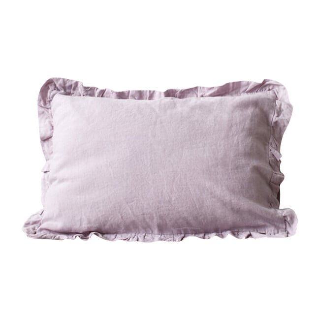 Frilled Linen Pillowcase, Pink Lavender