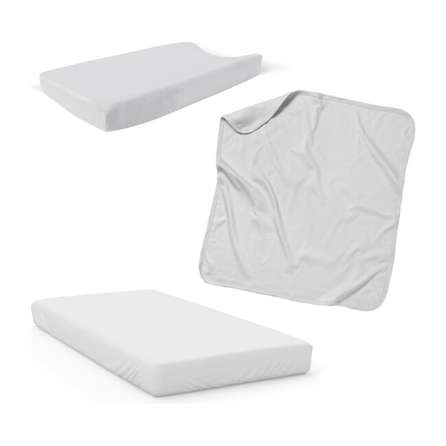 3 Piece Organic Knit Nursery Bedding Set, Desert Mist