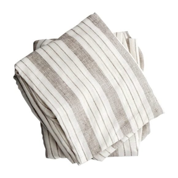 Crib Sheet in Striped Linen - Sheets - 1