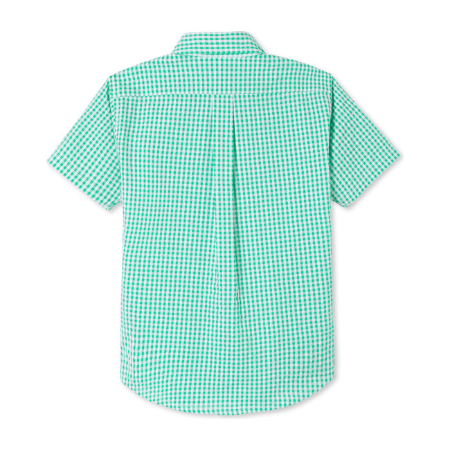 Owen Short Sleeve Button Down, Green Seersucker