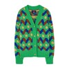 Multicolor Raccoon Cardigan, Green - Sweaters - 1 - thumbnail