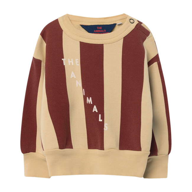 Baby Striped Bear Sweatshirt, Maroon - Sweatshirts - 1