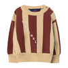 Baby Striped Bear Sweatshirt, Maroon - Sweatshirts - 1 - thumbnail