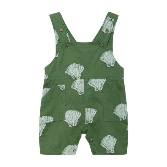 Baby Goose Overalls, Green Shells - Onesies - 1