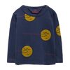 Baby Dog T-Shirt, Deep Blue Yellow Faces - Tees - 1 - thumbnail