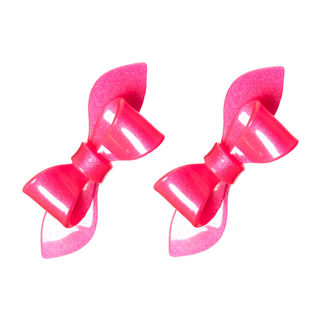 Rosane Bow Alligator Clips, Neon Pink