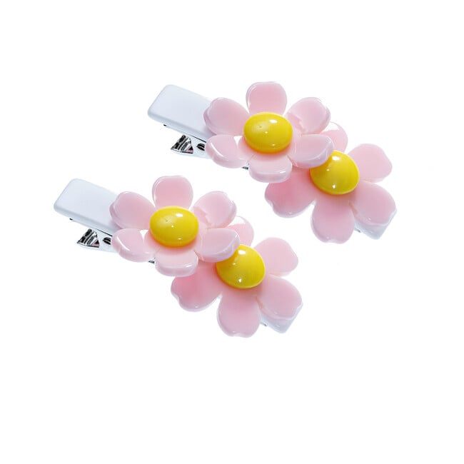 Double Daisy Alligator Clips, Light Pink and White - Hair Accessories - 1