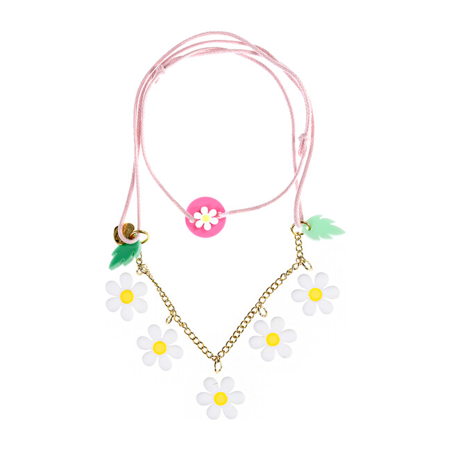 Daisy Necklace, White and Pink