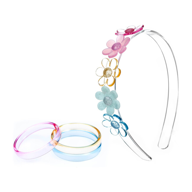 Daisy Pastel Headband and Clear Bangles Bundle