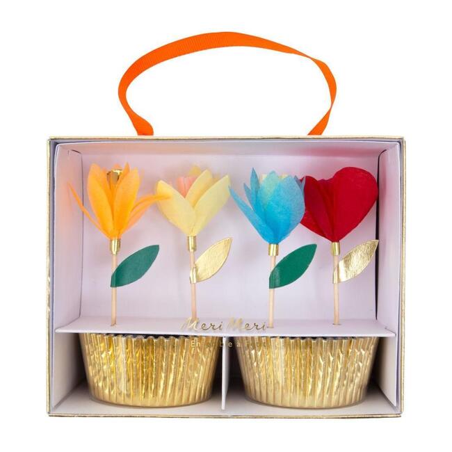 Bright Tissue Flower Cupcake Kit