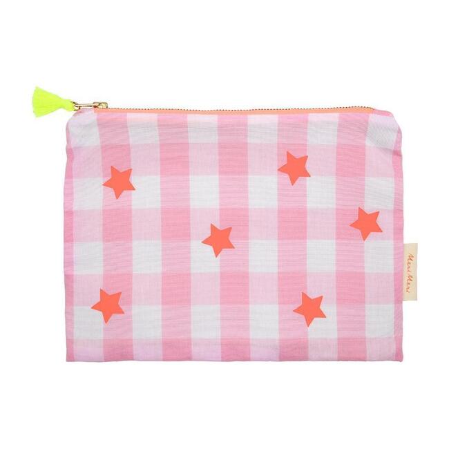 Pink + Neon Gingham Pouch - Bags - 1