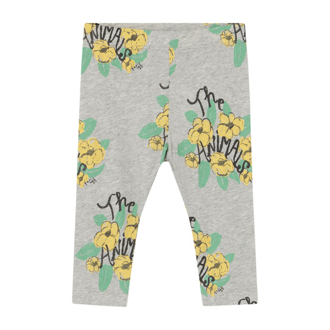 Penguin Baby Leggings, Grey Flowers