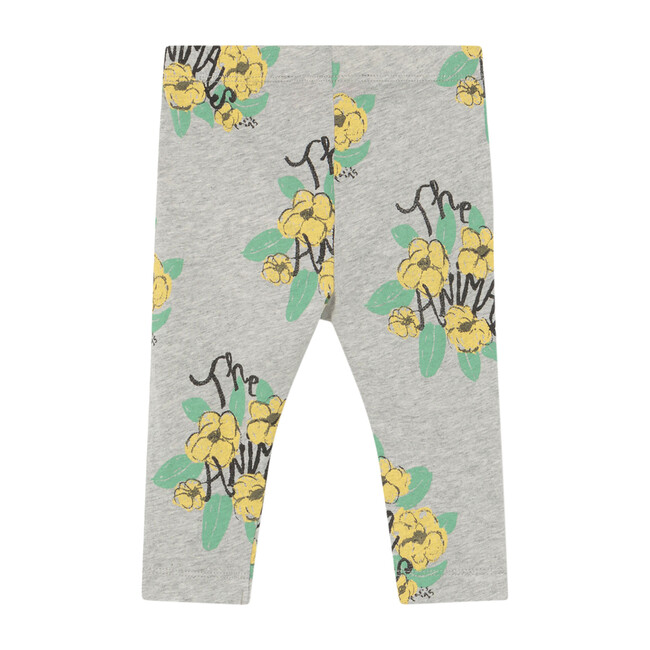 Penguin Baby Leggings, Grey Flowers
