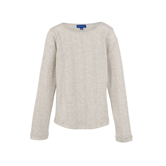Miriam Pointelle Long Sleeve Shirt, Light Heather Grey