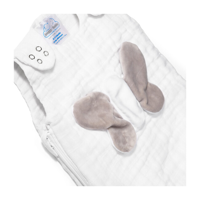 Non Weighted Tummy Sleeper Wearable Lovey Blanket, White and Gray