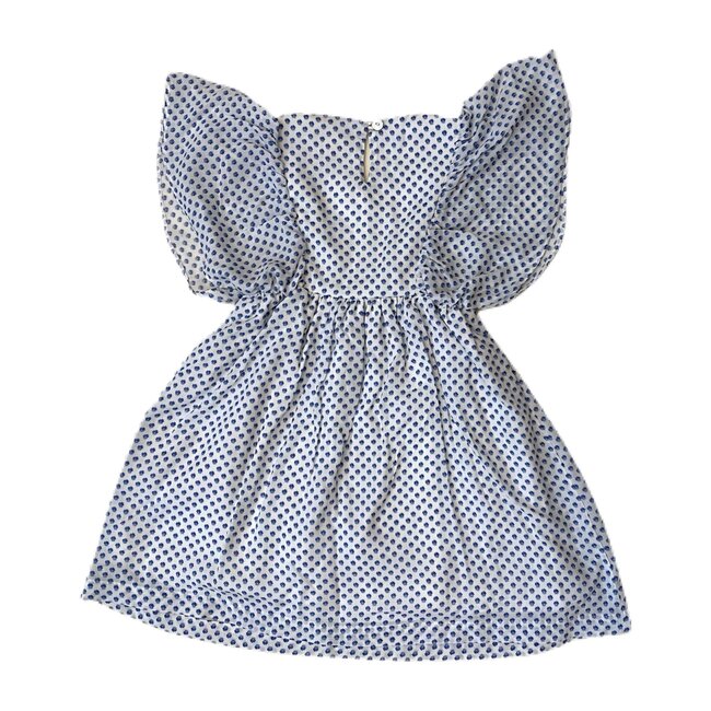 Renee Dress, White Blue Flower Prints - Dresses - 2