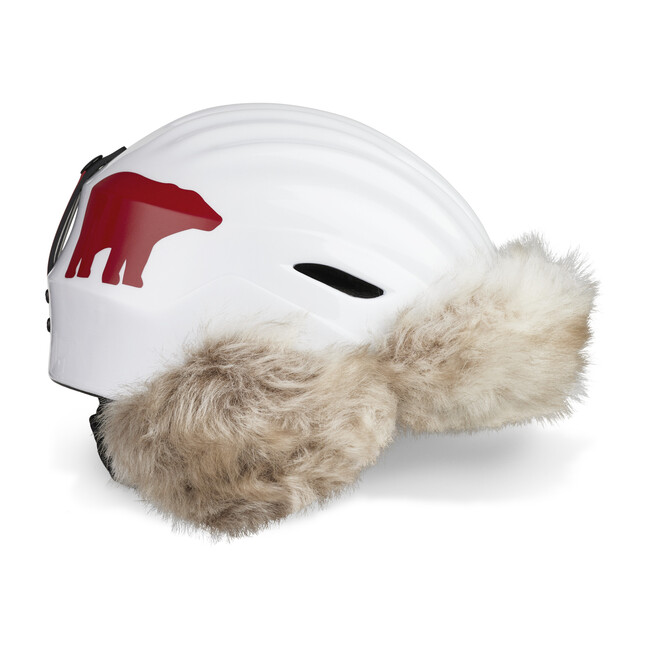 Polar Bear Helmet, White with Faux Fur