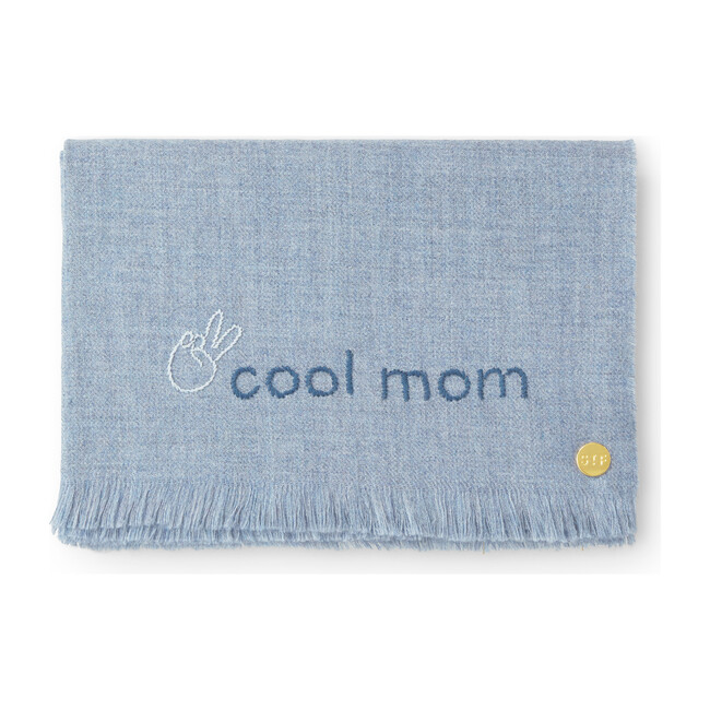 Cool Mom Embroidered Alpaca Throw Blanket, Blue - Throws - 1
