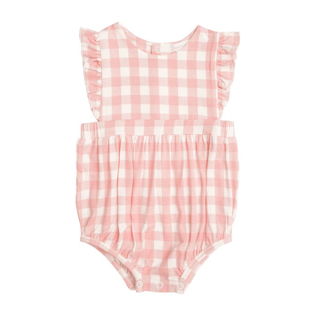 Pink Gingham Sunsuit, Pink/Ivory