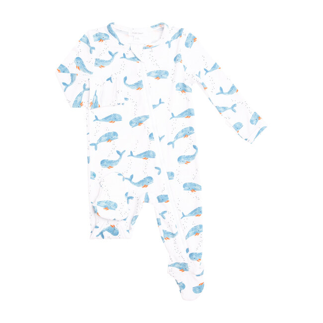 Cutey Whale Zipper Footie, Blue