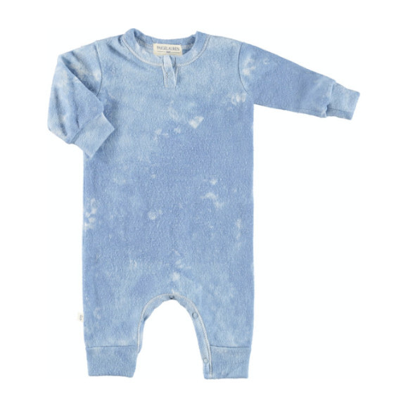 Baby Tie Dye Long Sleeve Henley Coverall, Blue