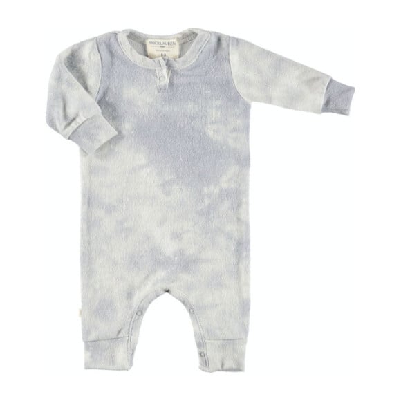 Baby Tie Dye Long Sleeve Henley Coverall, Crystal