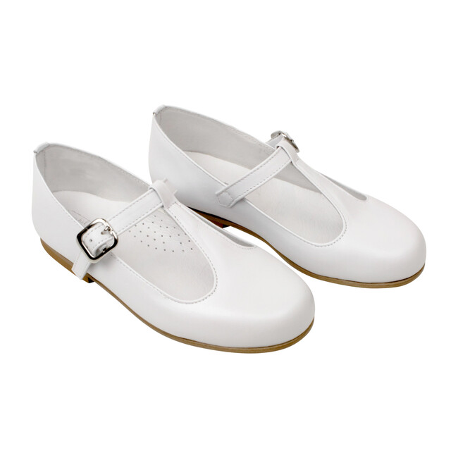 T-Strap Party Shoe, White Leather