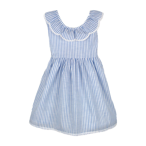 Ruffle V-back Sundress, Light Blue Stripe - Kids Girl Clothing Dresses ...