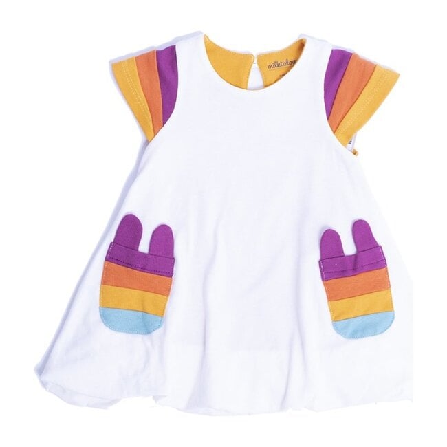 Rainbow Bubble Dress, White