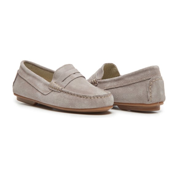 Suede Penny Loafers, Grey