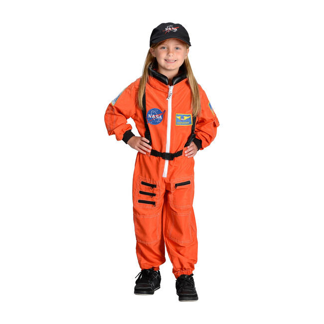 Jr. Astronaut Suit with Embroidered Cap, Orange