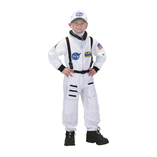 Jr. Astronaut Suit with Embroidered Cap, White