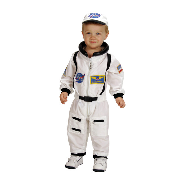 Jr. Astronaut Suit with Embroidered Cap, White