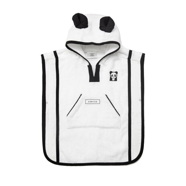 Kid's Patch Poncho Towel,White