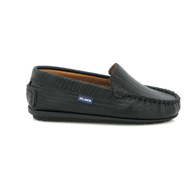 Leather Mocassin, Ostrich Black Print